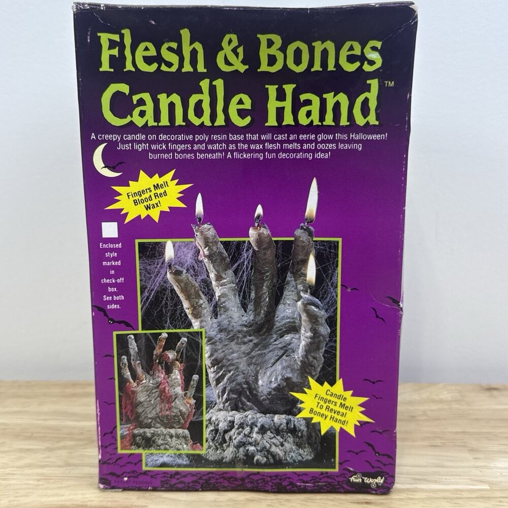 Fun World Vintage Flesh and Bones Halloween Zombie Hand Candle Blood Melt New